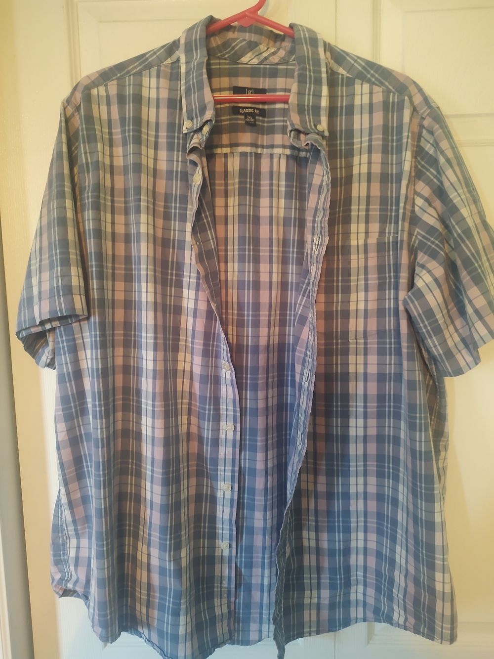 George Men's  Plaid Short-Sleeve Button-Down Shirt 2XL